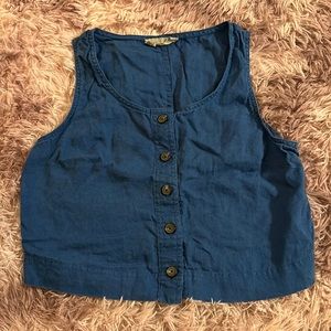 Women’s Everlane Linen Blue Cropped Tank Blouse Size 4